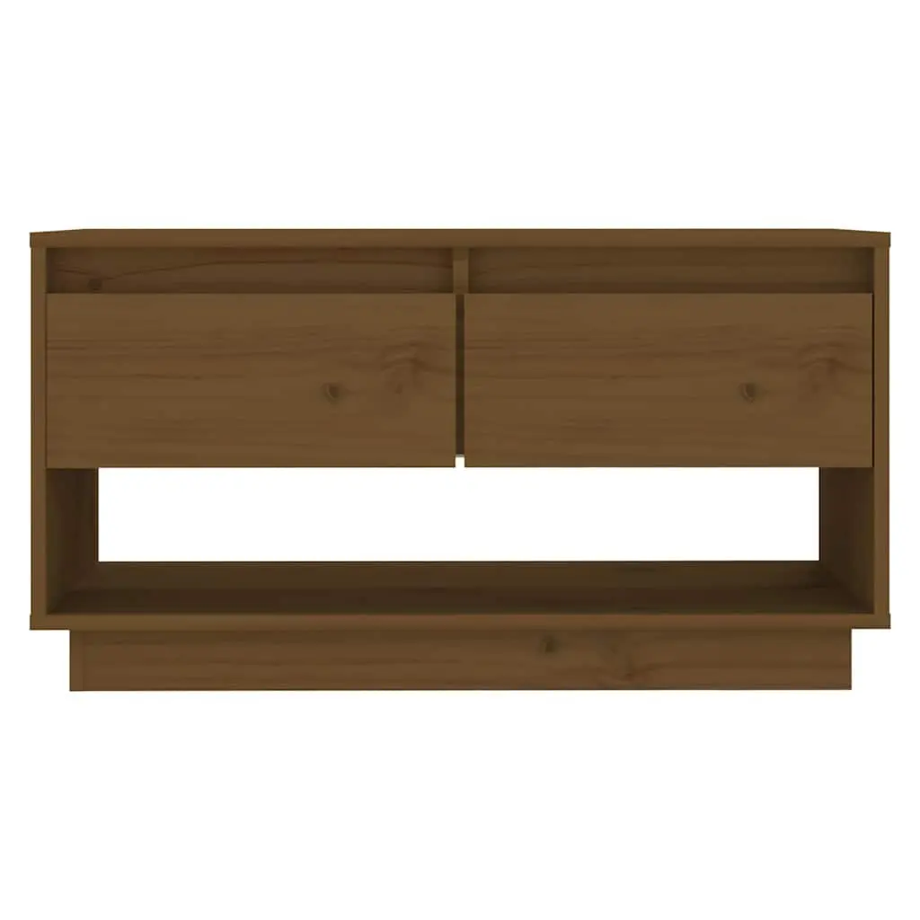 Solid Wood TV Cabinet Honey Brown Pine with Smooth Sliding Drawers and Large Storage Compartment for Living Room