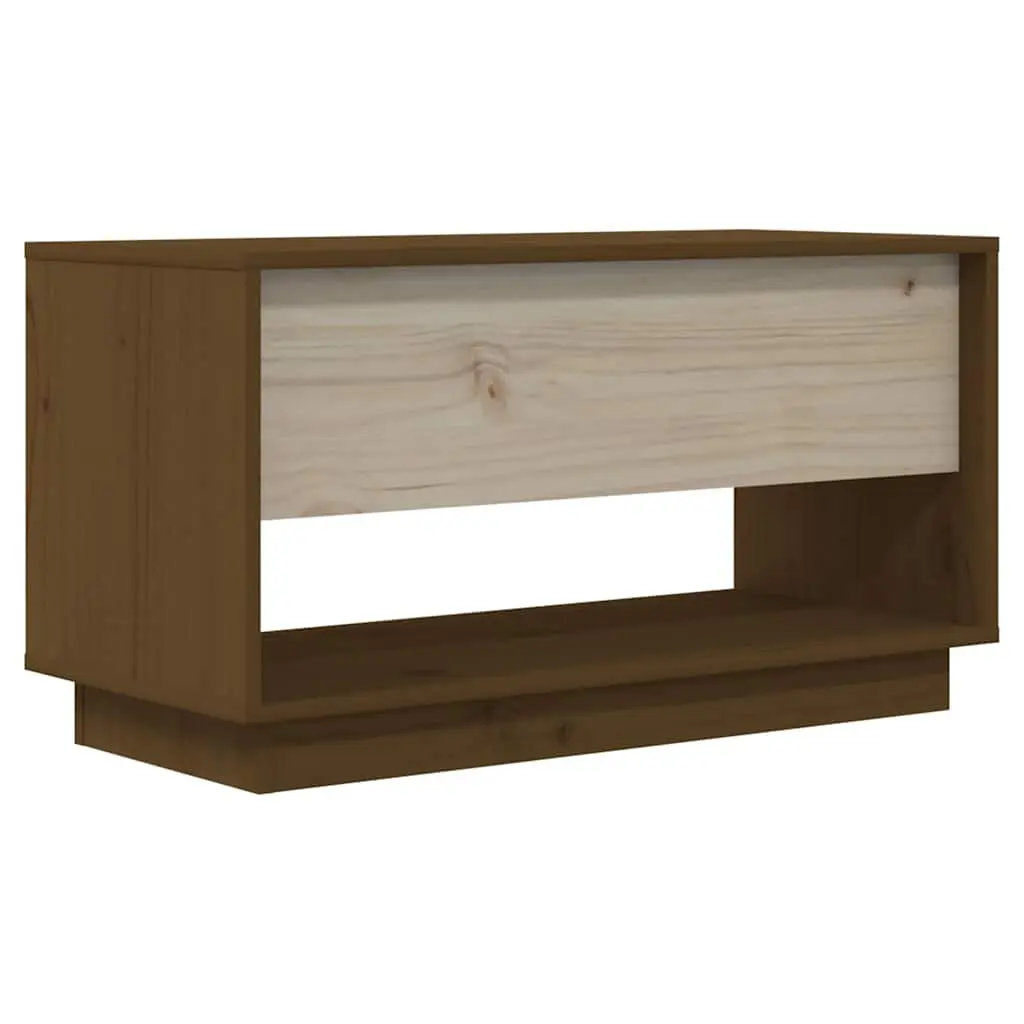Solid Wood TV Cabinet Honey Brown Pine with Smooth Sliding Drawers and Large Storage Compartment for Living Room