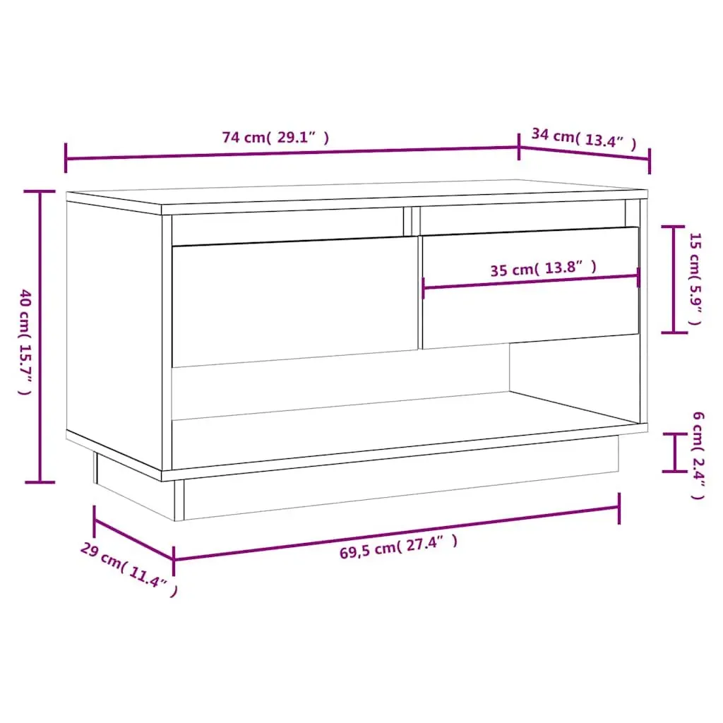 Solid Wood TV Cabinet Honey Brown Pine with Smooth Sliding Drawers and Large Storage Compartment for Living Room