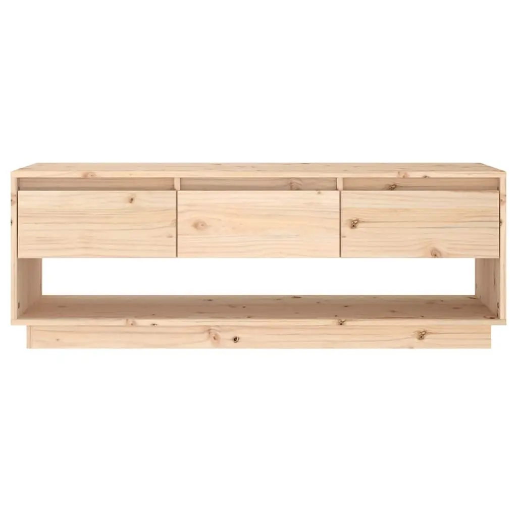 TV Cabinet 110.5x34x40 cm Solid Pine Wood With Drawers Storage Unit Brown