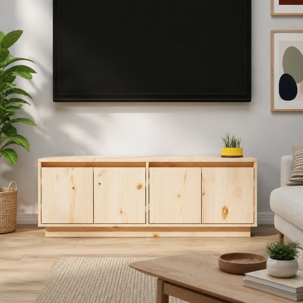 TV Cabinet Living Room Solid Wood Pine 110x34x40 cm Brown