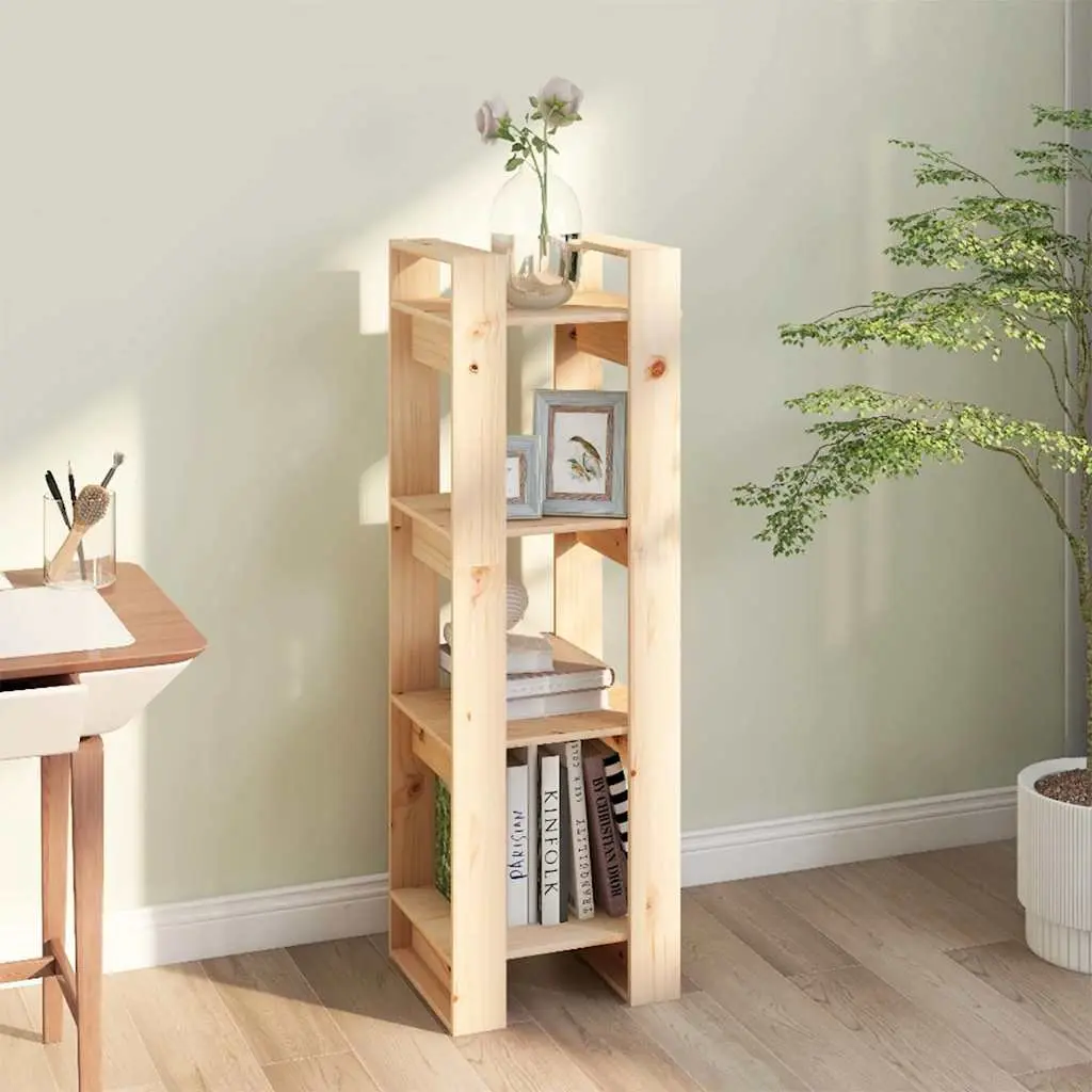 Wooden Book Cabinet Room Divider 41x35x125cm Solid Pine Bookshelf Storage