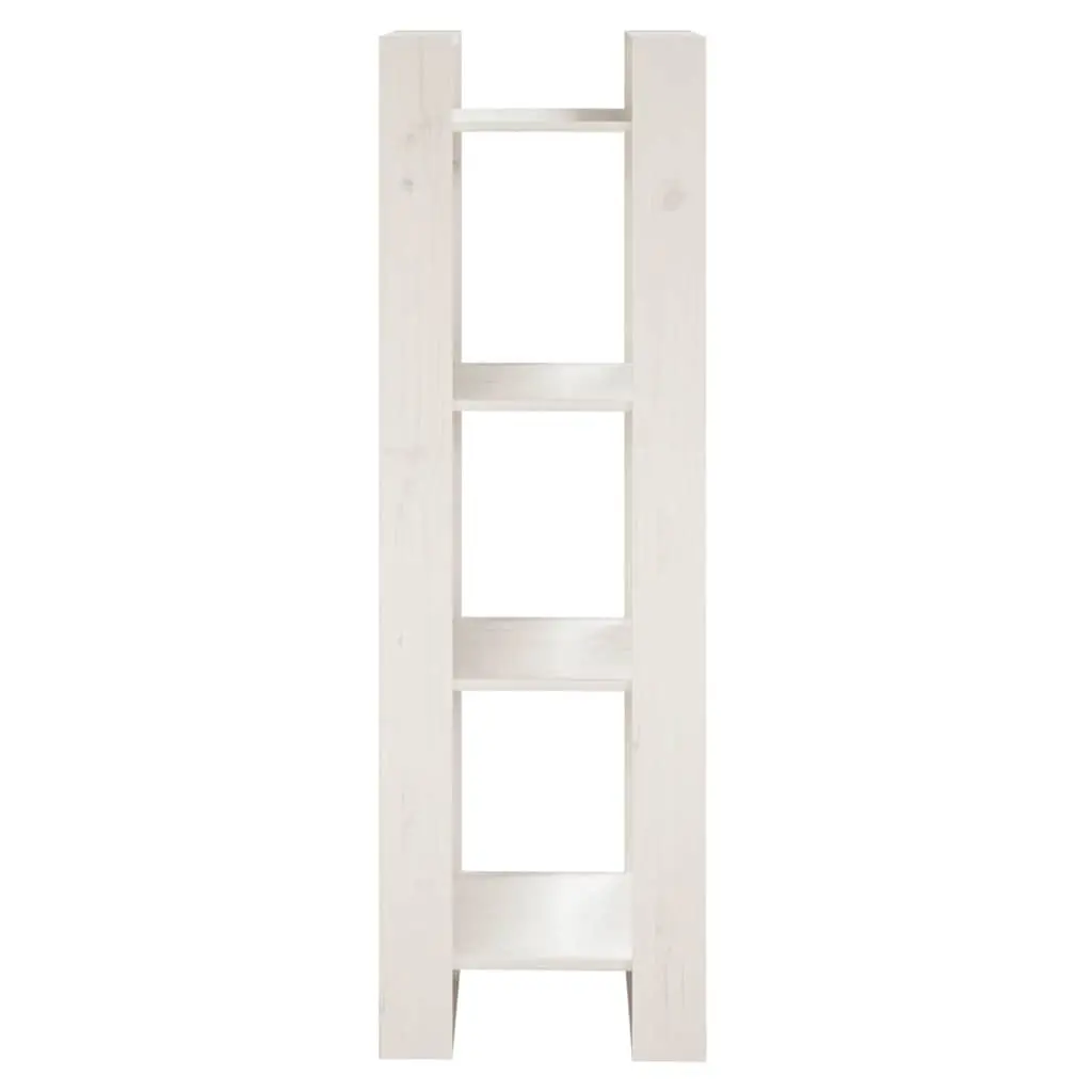 Wooden Book Cabinet Room Divider White Solid Pine Wood Shelving Storage Unit 41 x 35 x 125 cm