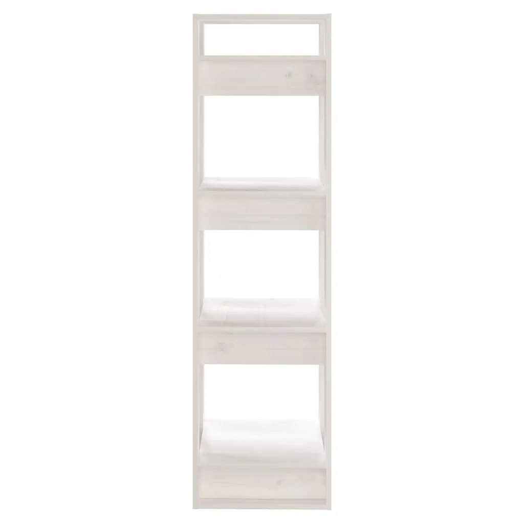 Wooden Book Cabinet Room Divider White Solid Pine Wood Shelving Storage Unit 41 x 35 x 125 cm