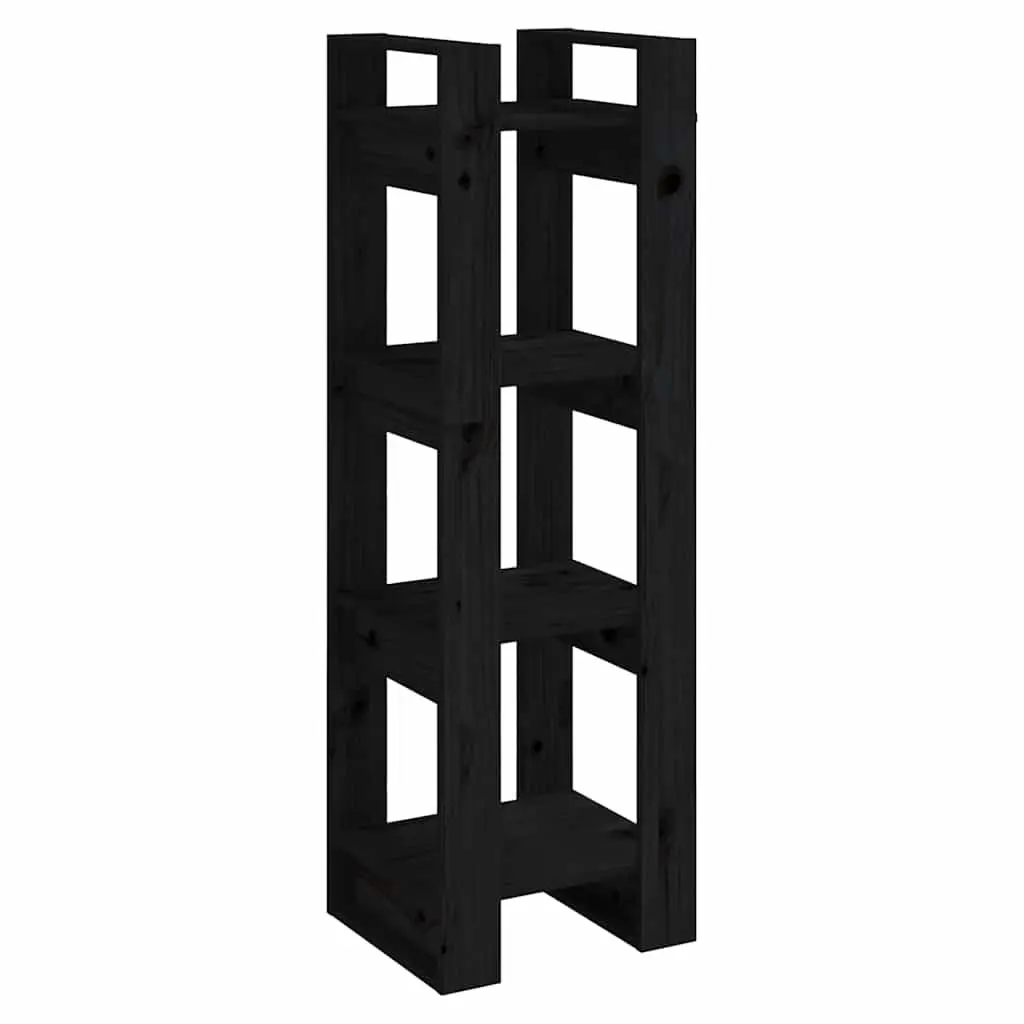 Black Solid Pine Wood Bookcase Storage Unit Room Divider 41x35x125cm