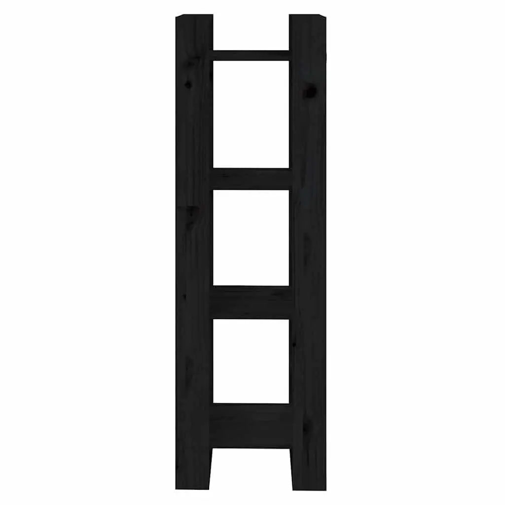 Black Solid Pine Wood Bookcase Storage Unit Room Divider 41x35x125cm