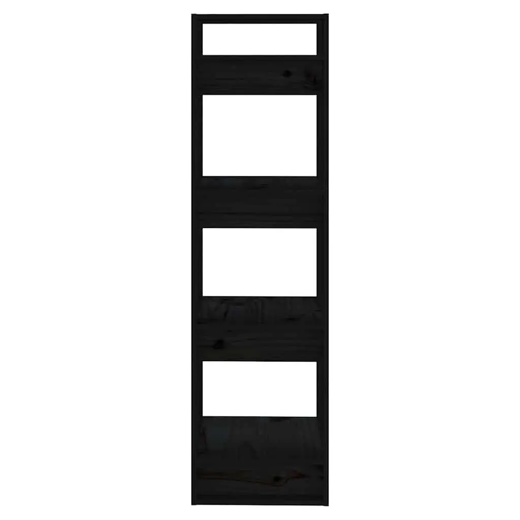 Black Solid Pine Wood Bookcase Storage Unit Room Divider 41x35x125cm
