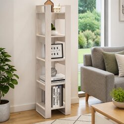 Book Cabinet Room Divider White 41x35x160 cm Solid Pinewood Open Shelving Unit