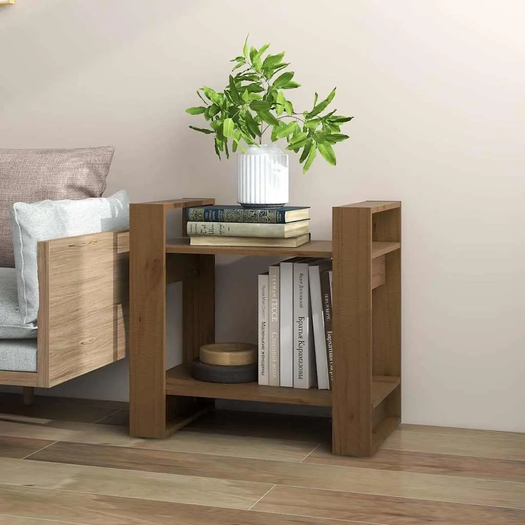 Solid Wood Book Cabinet Room Divider Bookshelf Storage Organizer 60cm x 35cm x 57cm Brown