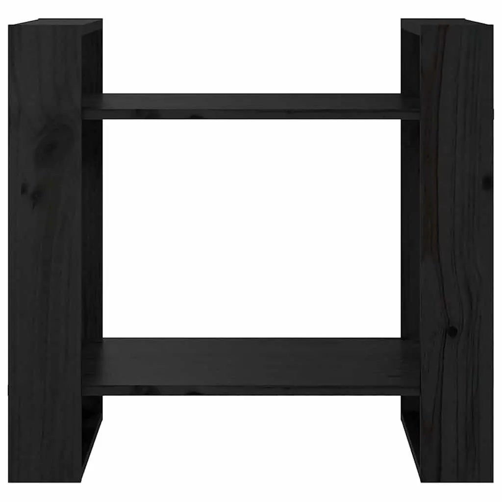 Solid Pine Wood Shelving Unit Black 60x35x57 cm Book Cabinet Room Divider