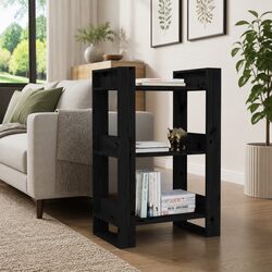 Black Solid Pine Book Shelf - 60x35x91 cm Dimensions