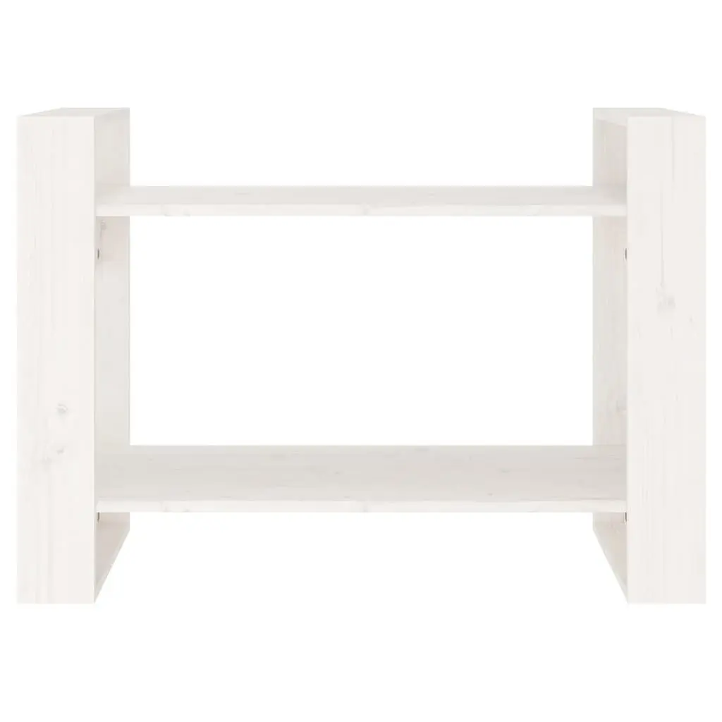 White Wooden Book Cabinet Room Divider Solid Pine Shelving Unit 80x35x56.5 cm