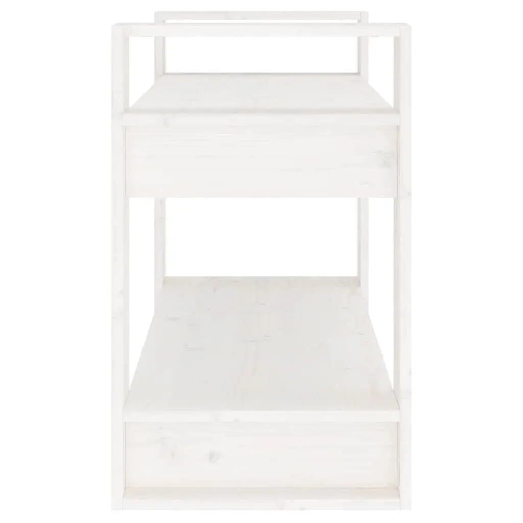 White Wooden Book Cabinet Room Divider Solid Pine Shelving Unit 80x35x56.5 cm