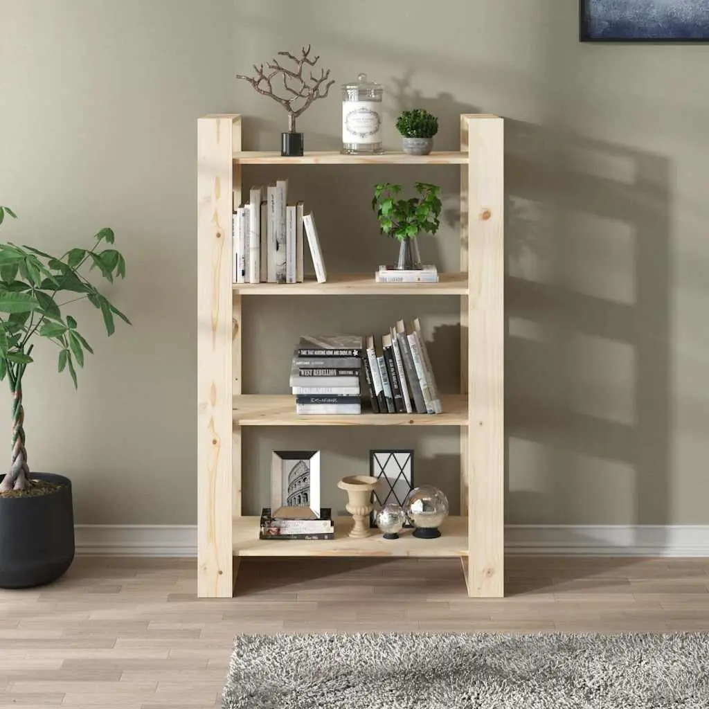 Book Cabinet Room Divider Solid Pine Wood 80x35x125cm Shelving Storage Organiser
