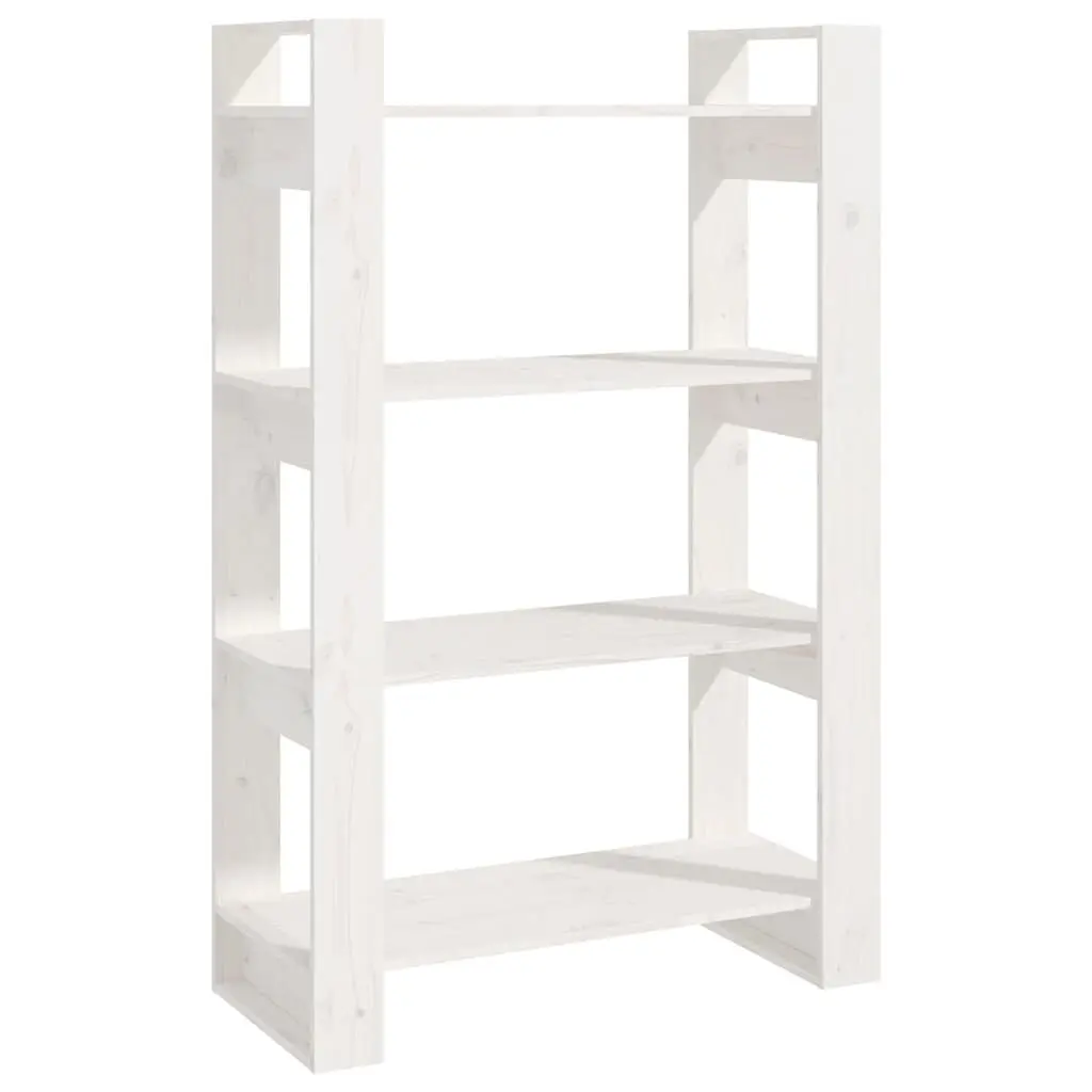 Pine Wood Room Divider Book Cabinet White 80x35x125cm Storage Unit