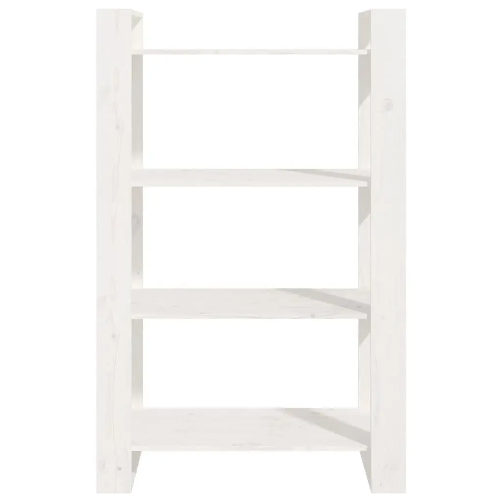 Pine Wood Room Divider Book Cabinet White 80x35x125cm Storage Unit