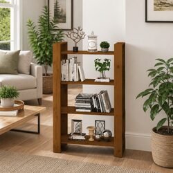 Solid Pine Wood Book Cabinet Room Divider 80cm Wide, 125cm High