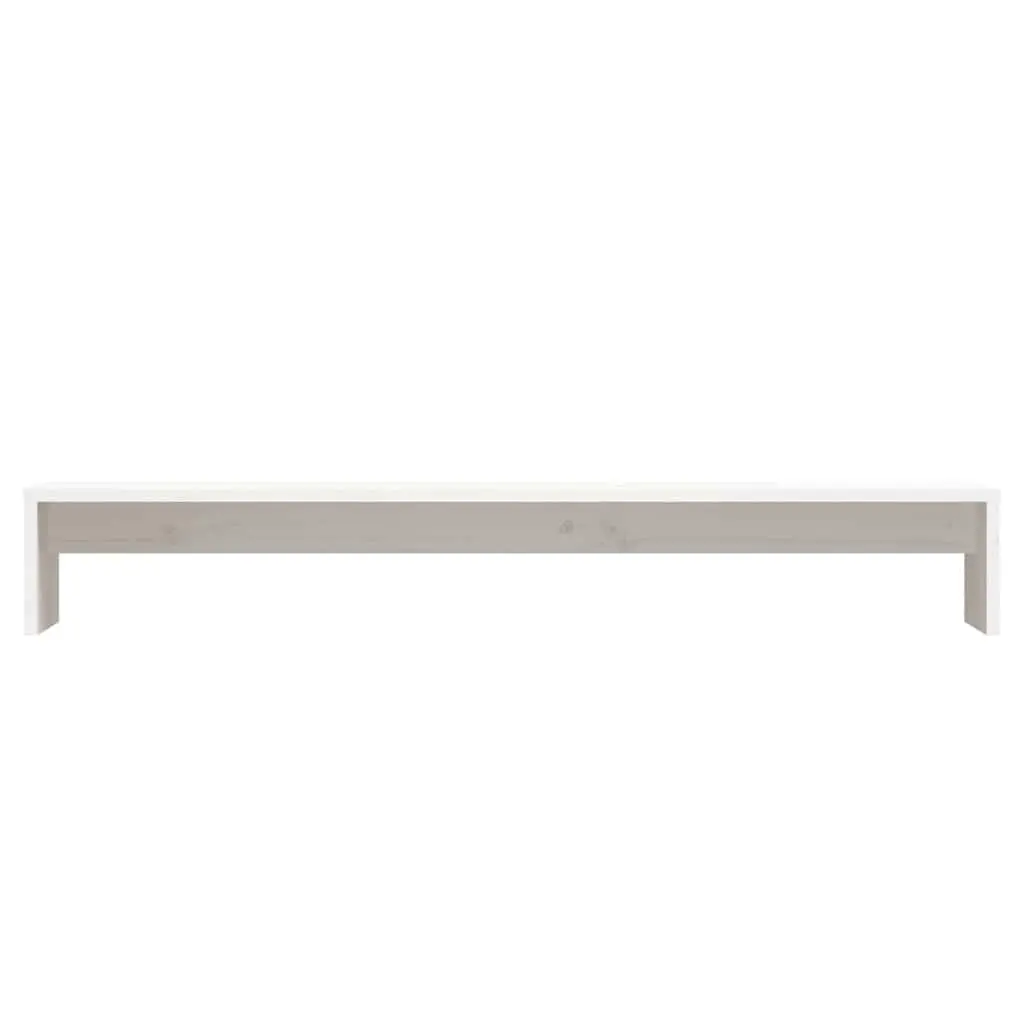Monitor Stand White 100x27x15 cm Solid Pine Wood Desktop Riser Desk Organizer