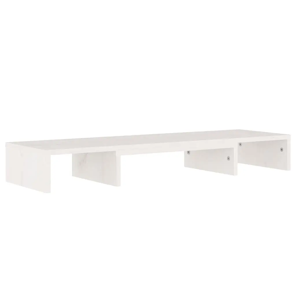 Monitor Stand White Solid Wood Pine Desk Riser Adjustable Size for Office Use