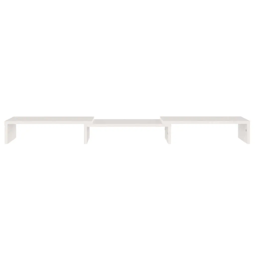 Monitor Stand White Solid Wood Pine Desk Riser Adjustable Size for Office Use