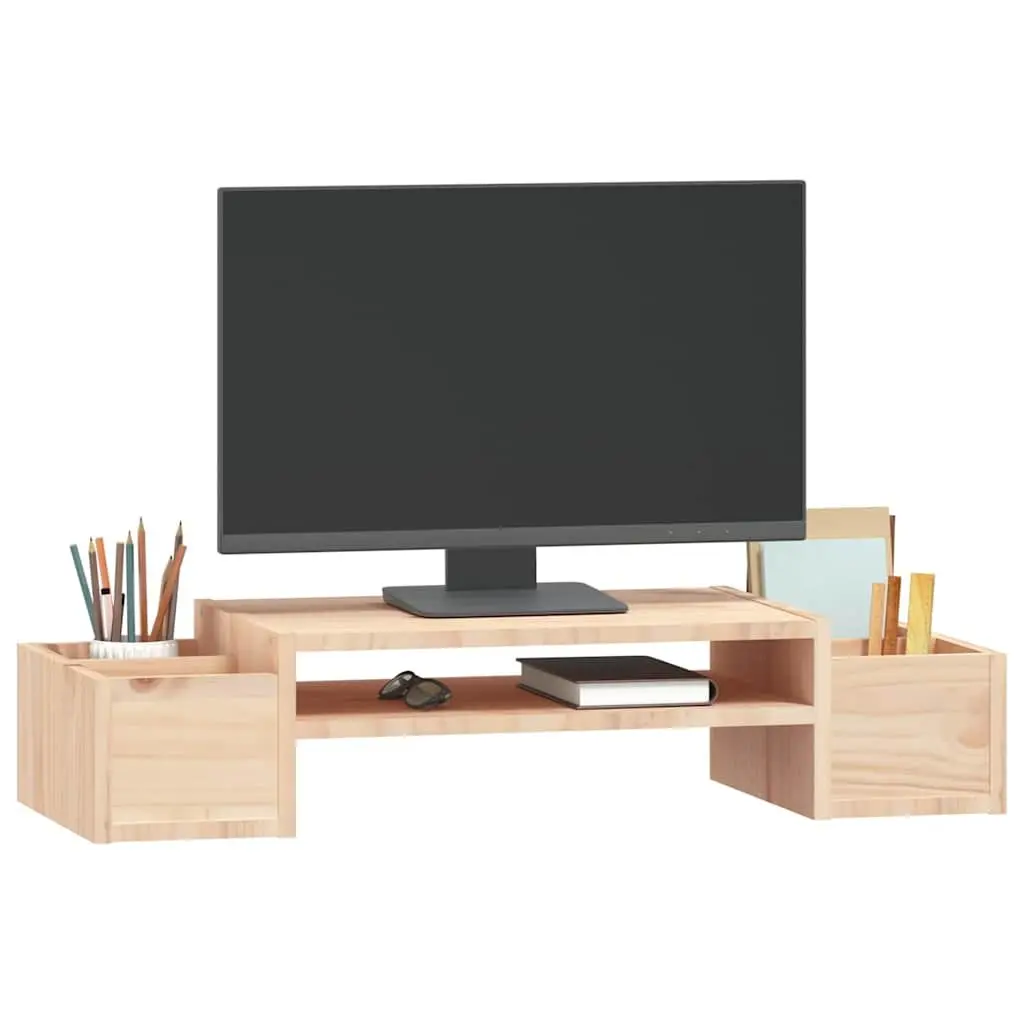 Wooden Monitor Stand 70x27.5x15 cm Solid Pine Storage Riser Computer Desk