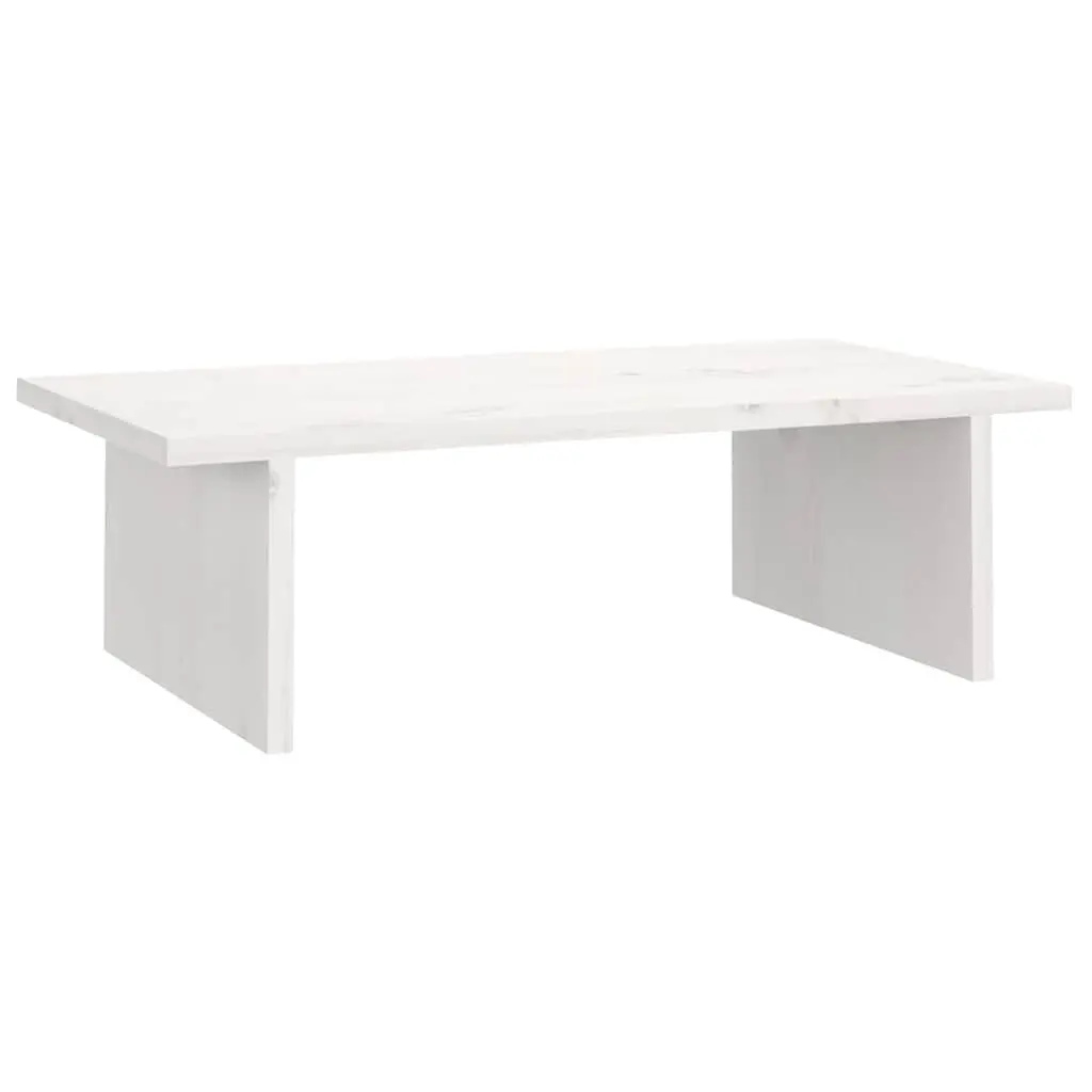 Monitor Stand White Solid Wood Pine Computer Riser Desk Organizer Storage