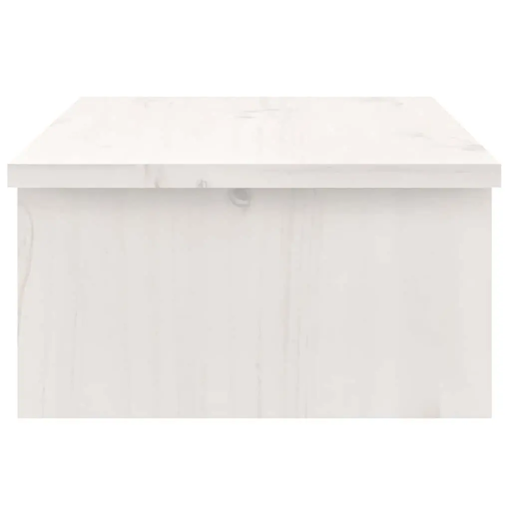 Monitor Stand White Solid Wood Pine Computer Riser Desk Organizer Storage