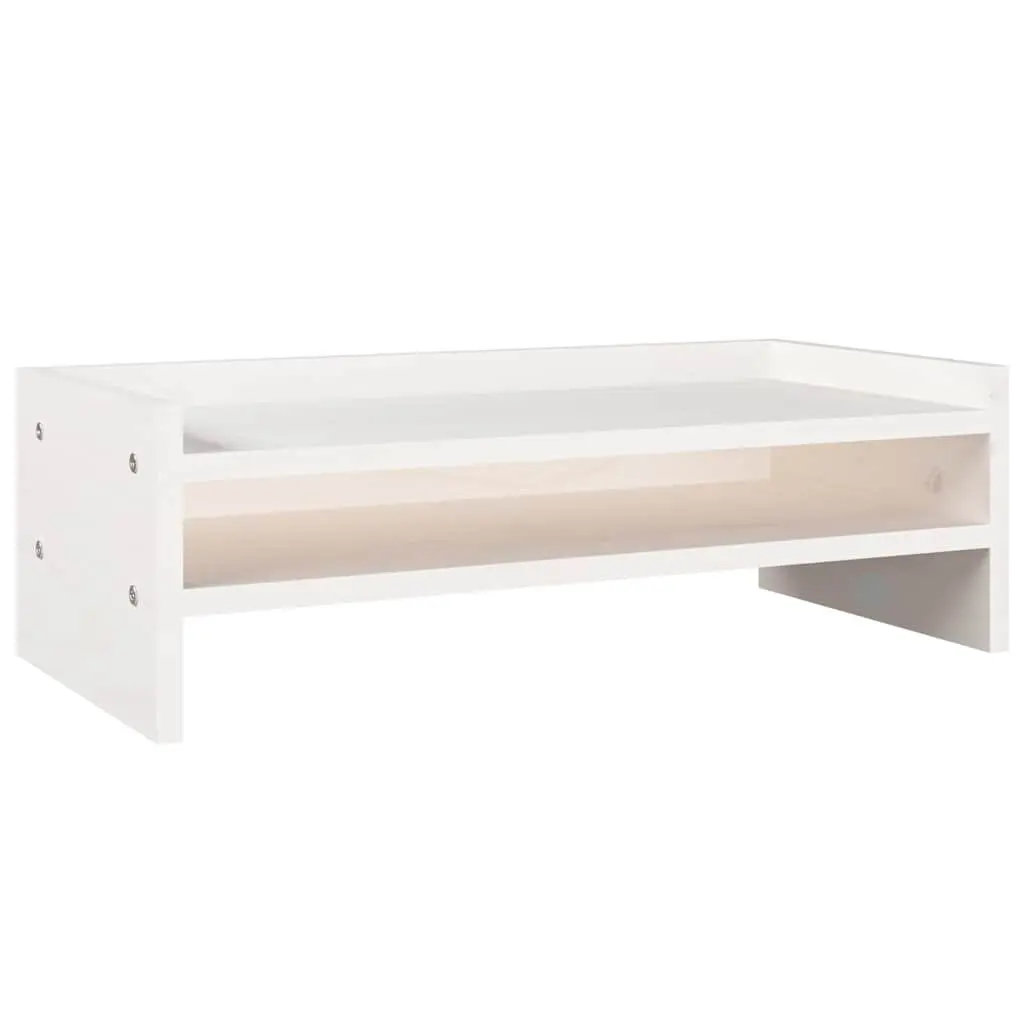 Monitor Stand White 50x24x16 cm Solid Wood Pine Computer Riser Storage Desk