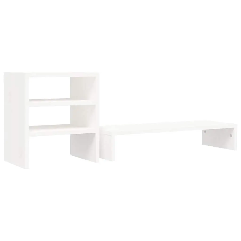 Monitor Stand White Solid Wood Pine Computer Riser Desk Organizer Storage Shelf
