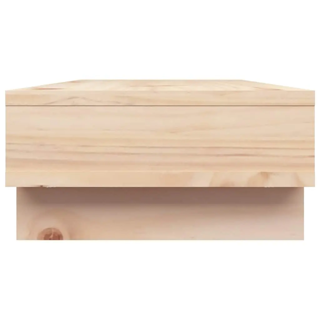 Monitor Stand 60x27x14cm Solid Pine Wood Brown Desktop Riser with Storage Space