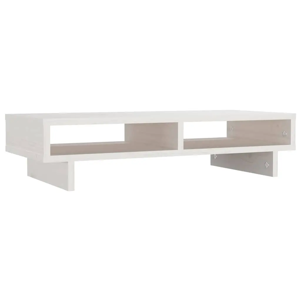 Monitor Stand White 60x27x14 cm Computer Riser Wooden Desk Organiser Storage