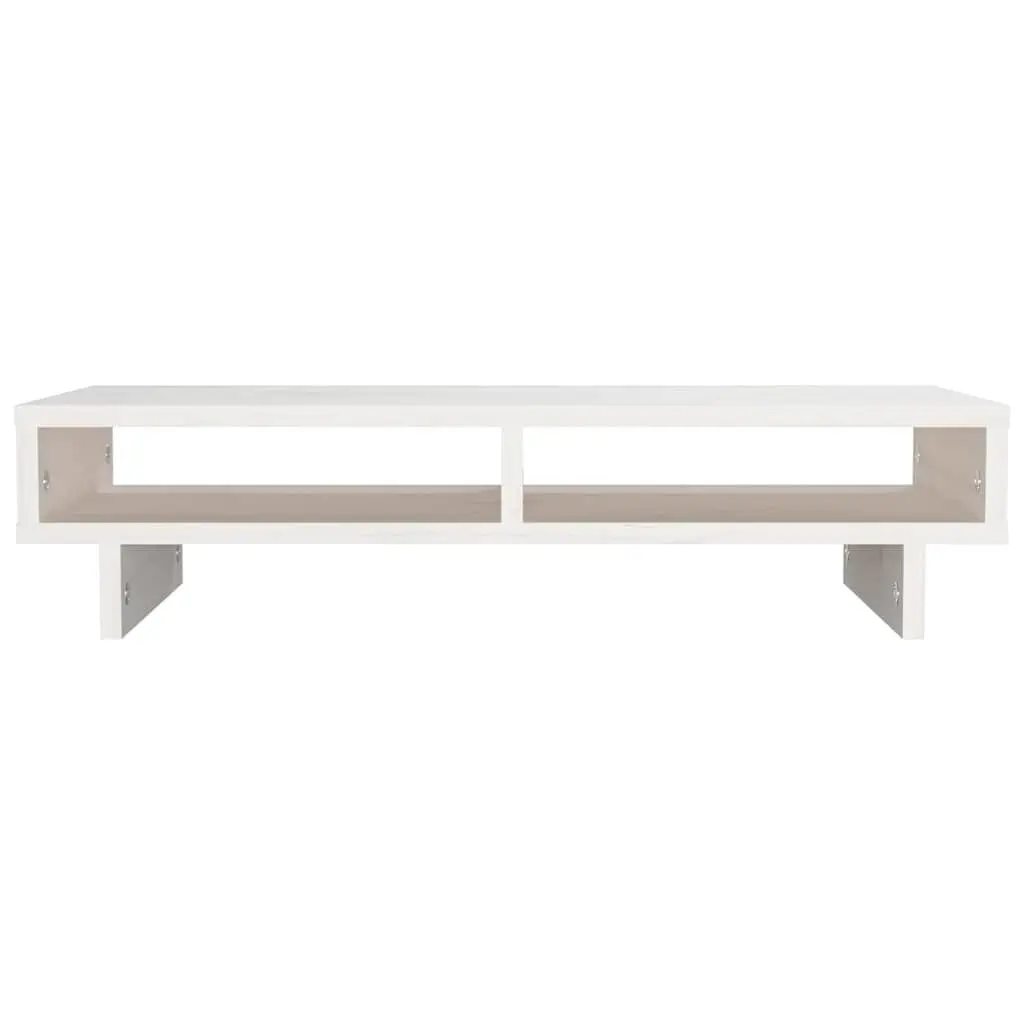 Monitor Stand White 60x27x14 cm Computer Riser Wooden Desk Organiser Storage