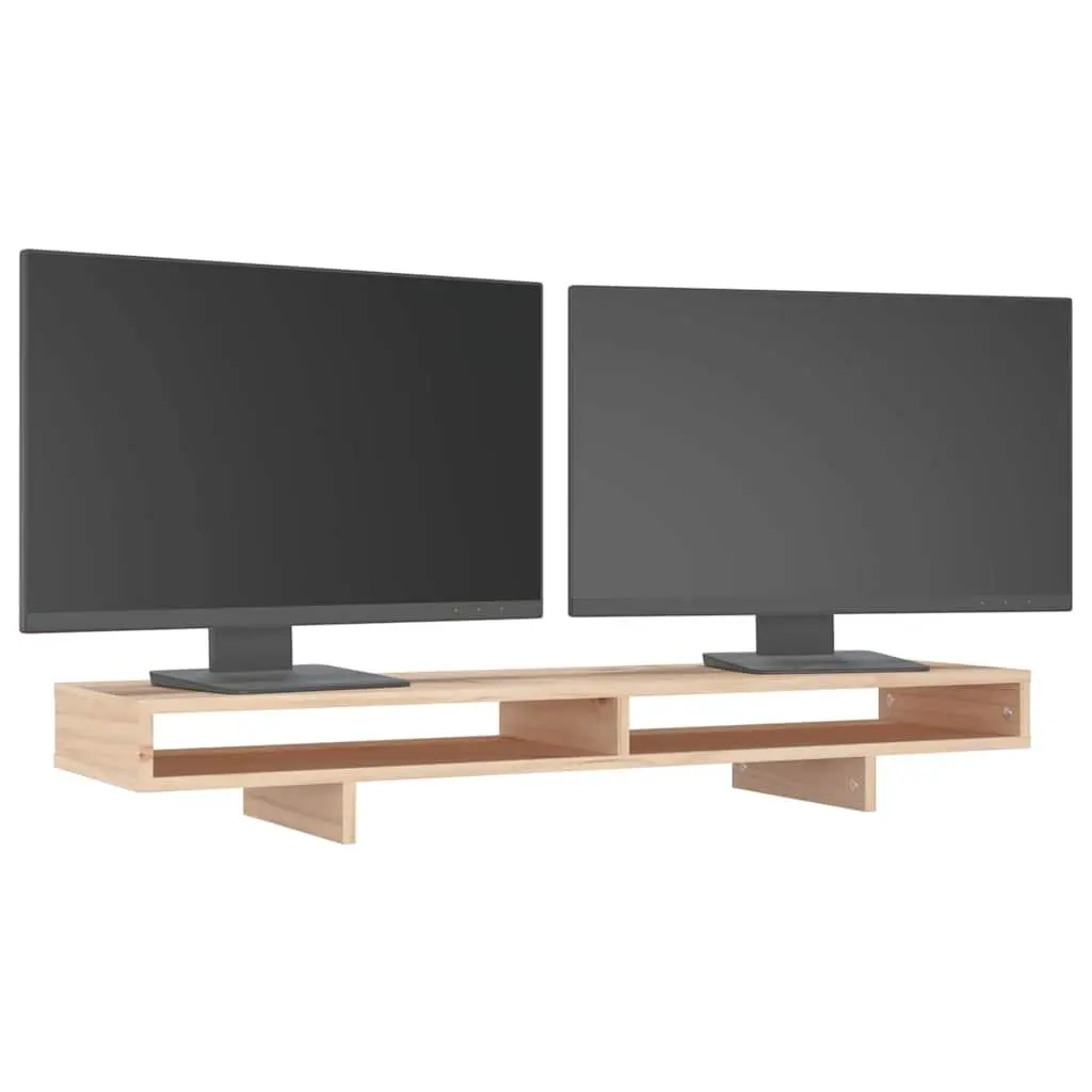 Monitor Stand 100x27x14cm Solid Wood Pine Brown Computer Riser Desk Organiser