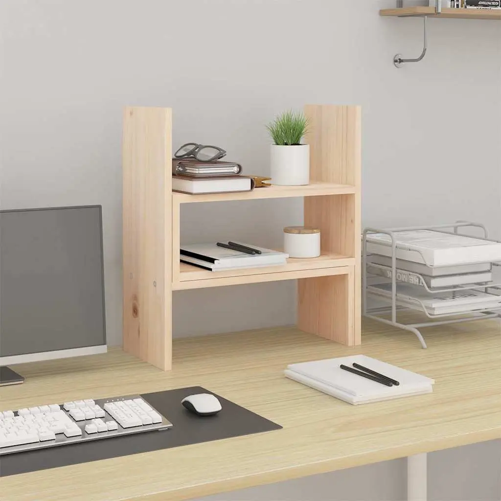 Wooden Monitor Stand Riser for Workspace Adjustable 39-72cm Solid Pine