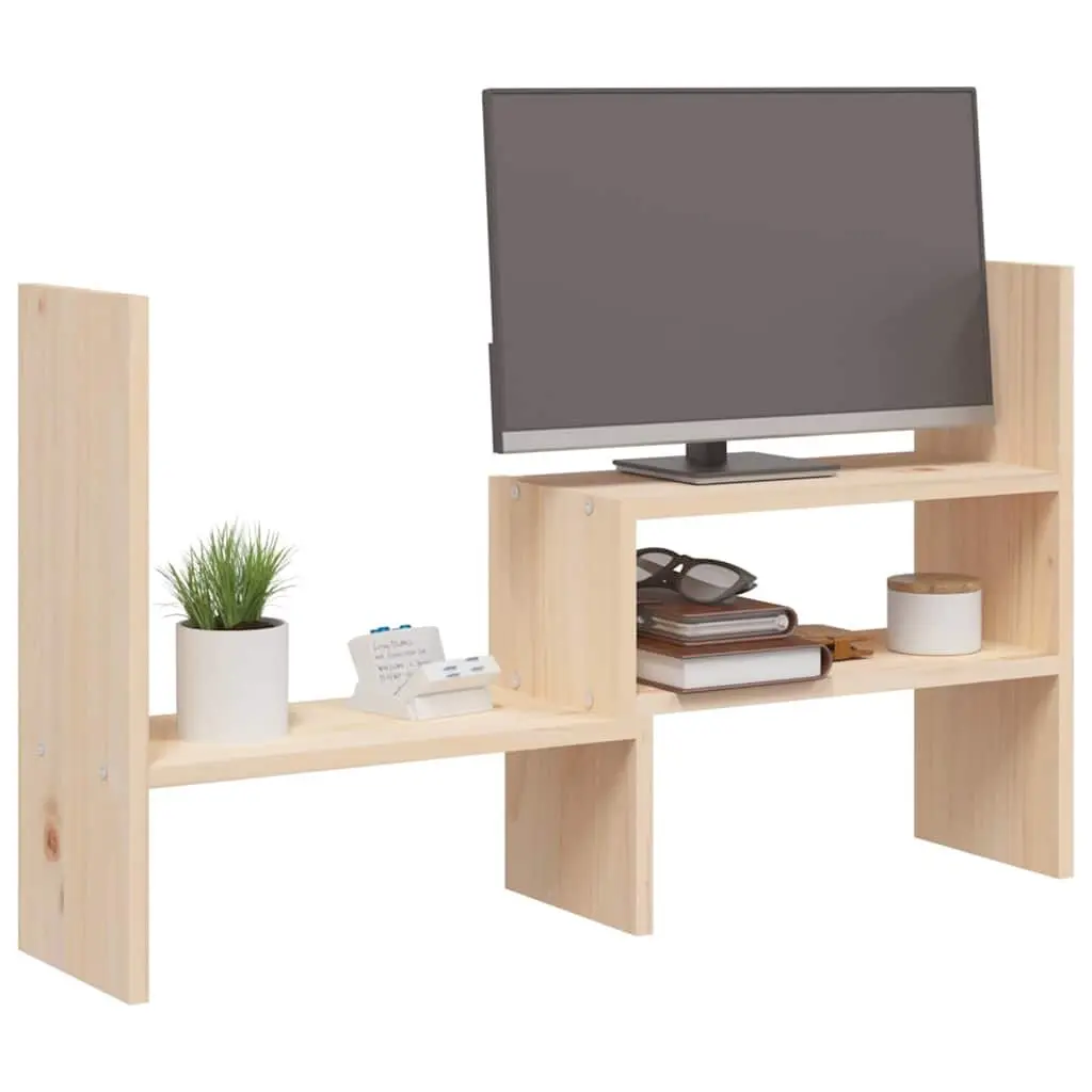 Wooden Monitor Stand Riser for Workspace Adjustable 39-72cm Solid Pine