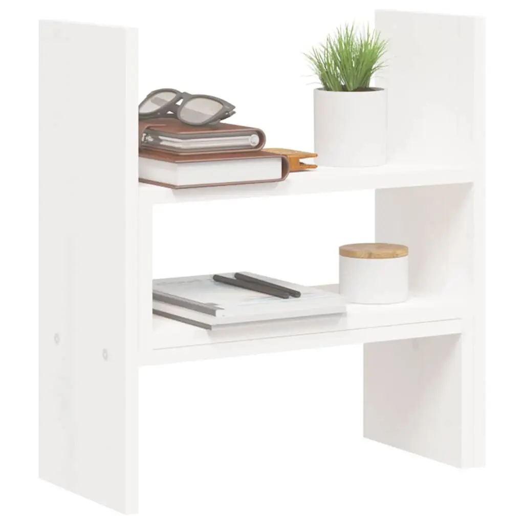 Monitor Stand White Adjustable Solid Wood Pine Computer Riser Desk Organiser