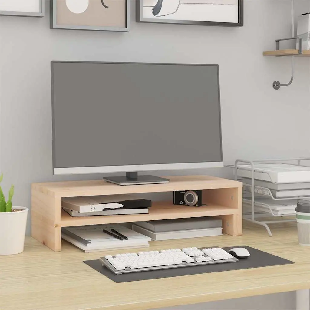 Wooden Monitor Stand Adjustable Computer Riser Desk Organiser 52 to 101 cm