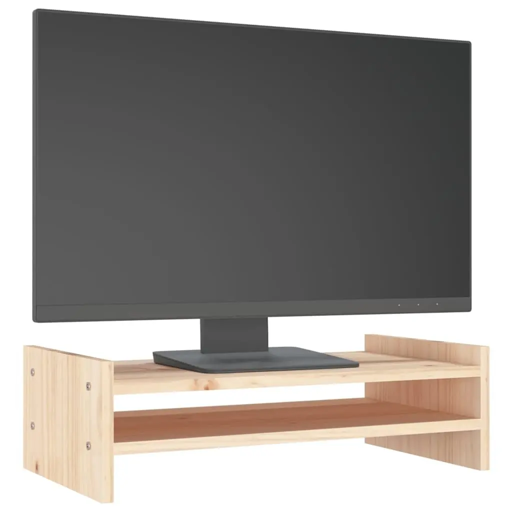 Monitor Stand 50x27x15 cm Solid Wood Pine Computer Riser Keyboard Storage