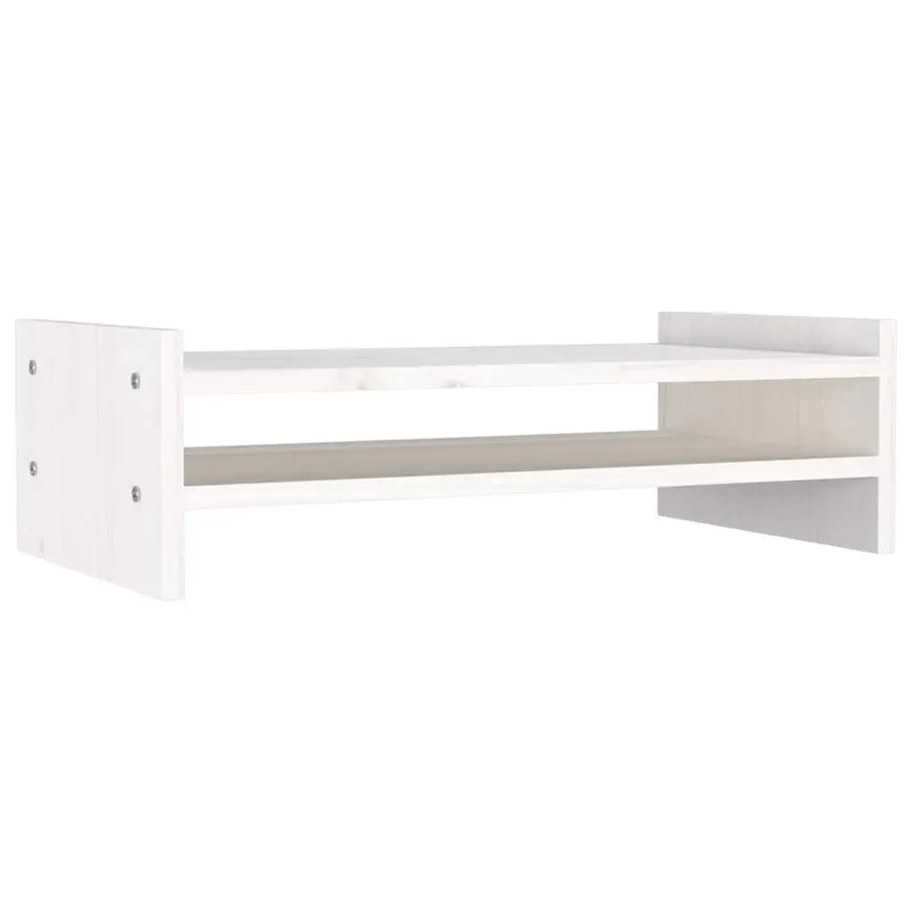 Wooden Monitor Stand White 50x27x15 cm Solid Pine Wood Computer Riser Desk