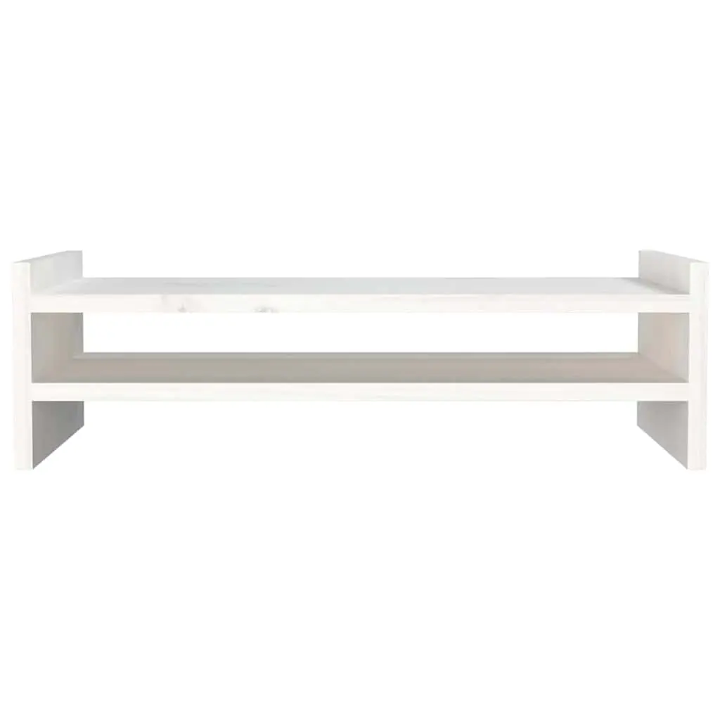 Wooden Monitor Stand White 50x27x15 cm Solid Pine Wood Computer Riser Desk