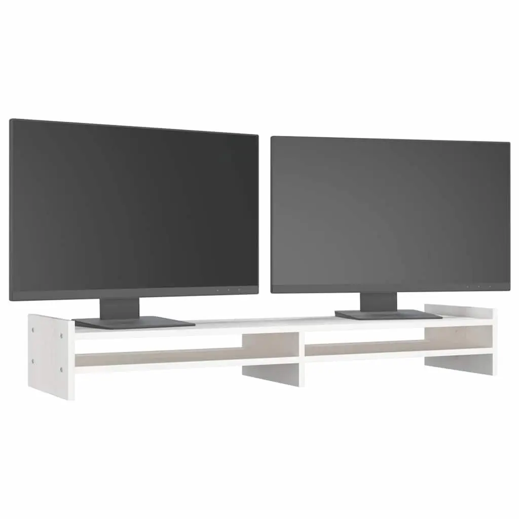 Monitor Stand 100 x 27 x 15 cm in White Solid Pinewood