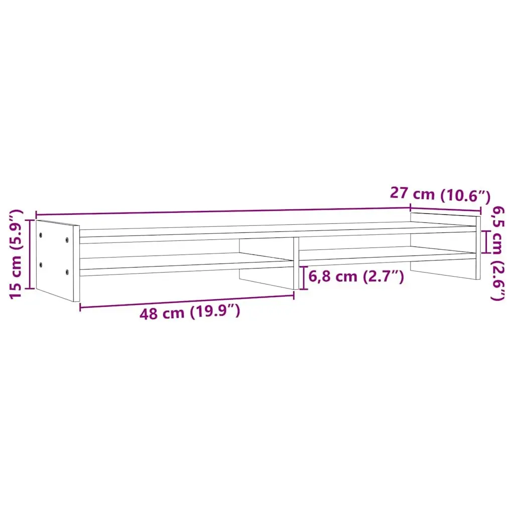 Monitor Stand 100 x 27 x 15 cm in White Solid Pinewood