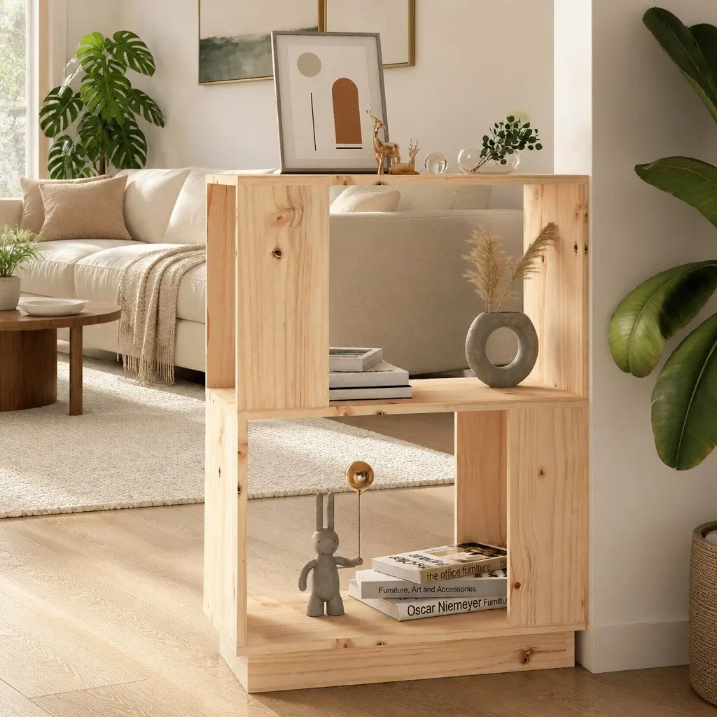 Wooden Book Cabinet with Room Divider Functionality