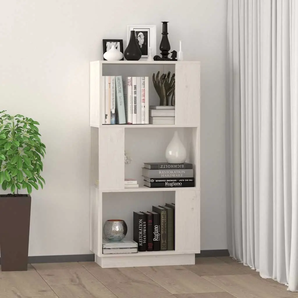 White Solid Pine Wood Book Cabinet