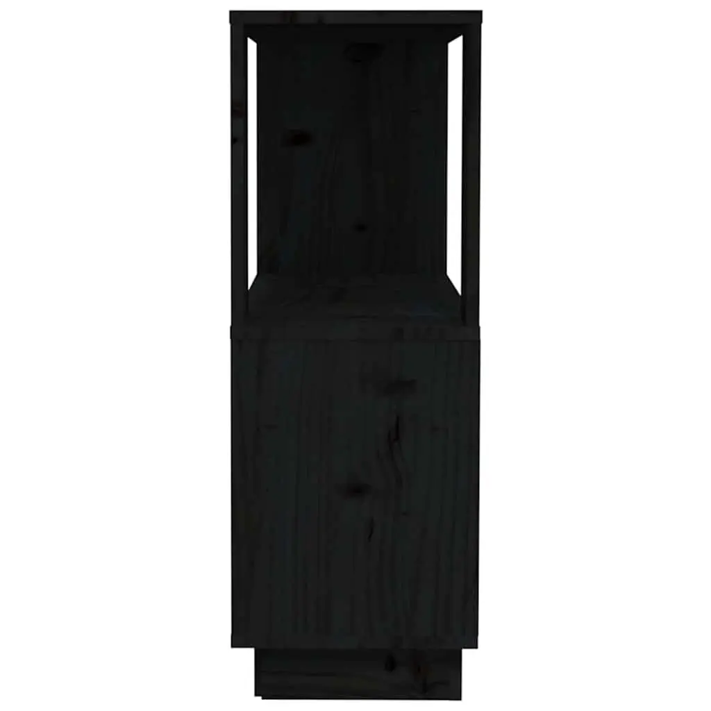 Black Solid Pine Wood Bookshelf with Ample Storage