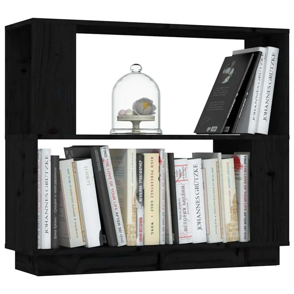 Black Solid Pine Wood Bookshelf with Ample Storage