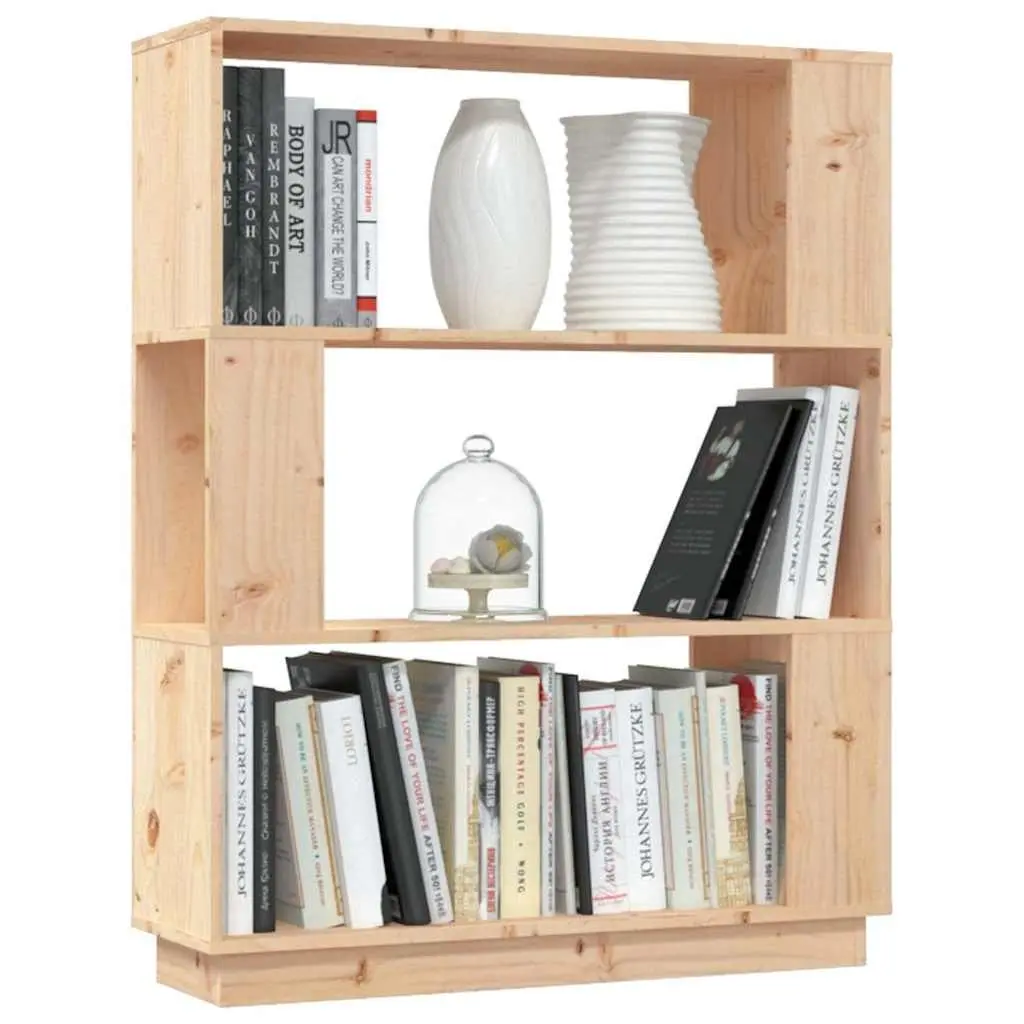 Book Cabinet 80x25x101cm in Brown Solid Pine Wood