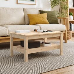 Brown Solid Wood Pine Coffee Table - 80 x 50 x 40 cm
