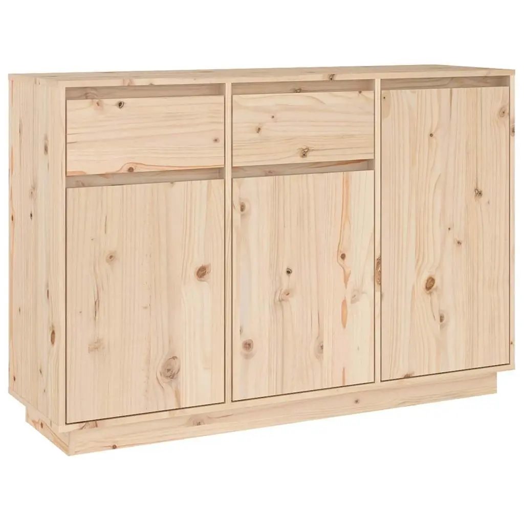 Sideboard Cabinet 110cm Brown Solid Pine Wood Storage Buffet Cupboard 2 Drawers