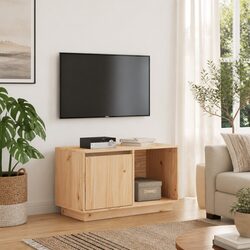 Dimensions 74x35x44 cm - Solid Wood TV Cabinet in Brown